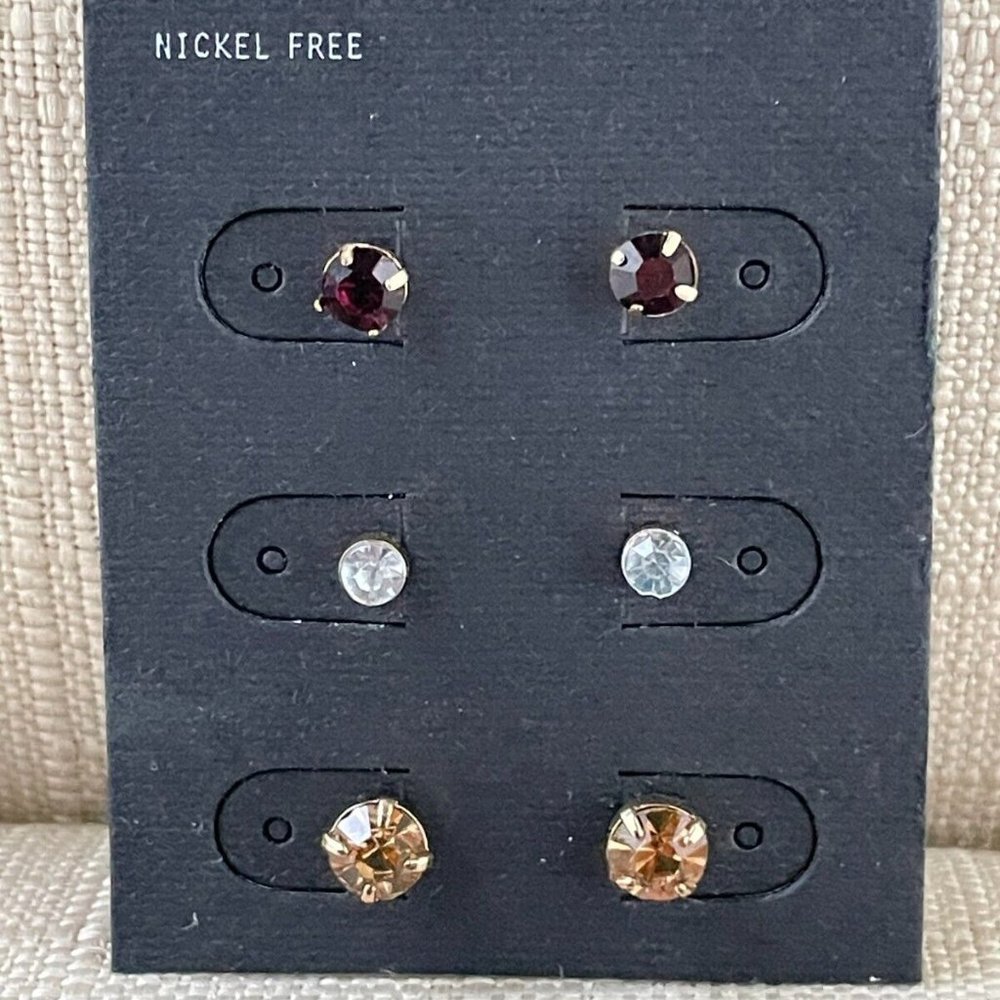 Free Press Women Earrings Small Stud Earrings Nickle Free Set of 3